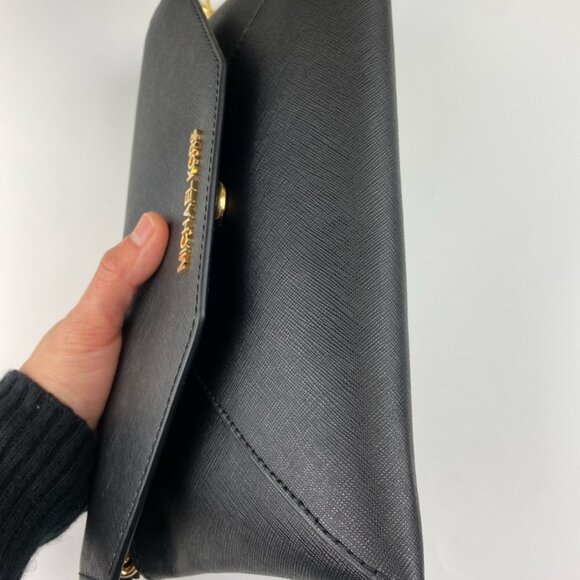 Michael Kors 35F9GTTC6L Jet Set Medium Leather Envelope Clutch in Black - Picture 3 of 9